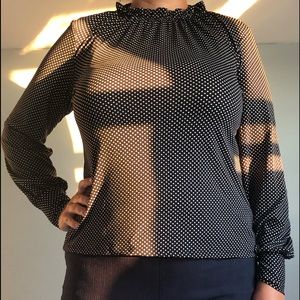 Adrianna Papell Black and White Polka Dot Blouse